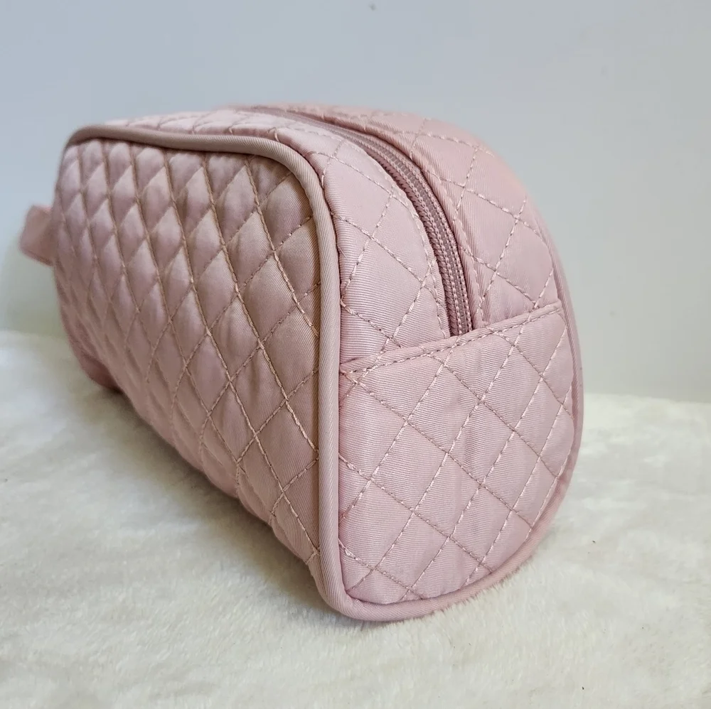 Lovevook Pink Quilted Toiletry Travel Makeup Cosmetic Bag Pouch
